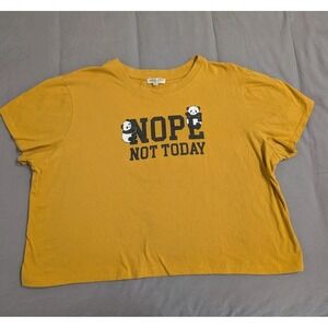 Good Vibes Panda Graphic Tee XL Yellow "Nope Not Today" Funny Shirt Casual Cute